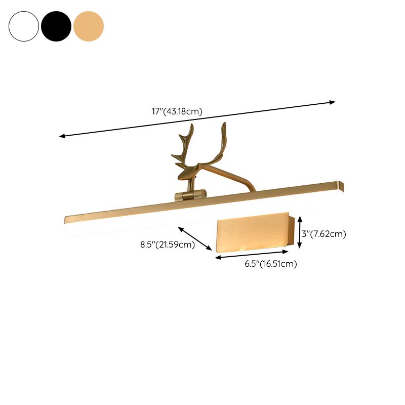 Leigh Geweihe Spiegelfront Waschtisch-Wandleuchte, 3 Farben, Metall, 43/58/74/93CM Lang - Cueteks