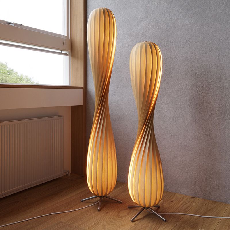 Ozawa Verdrehte Stehleuchte, Holz, 112/144CM Lang - Cueteks