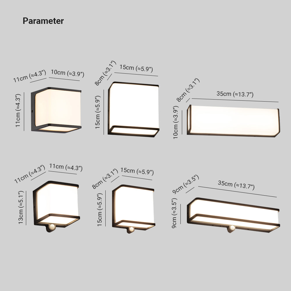 Orr Außenwandleuchte Solar Sensor Schwarz & Weiß, 10CM/15CM/35CM Lang - Cueteks