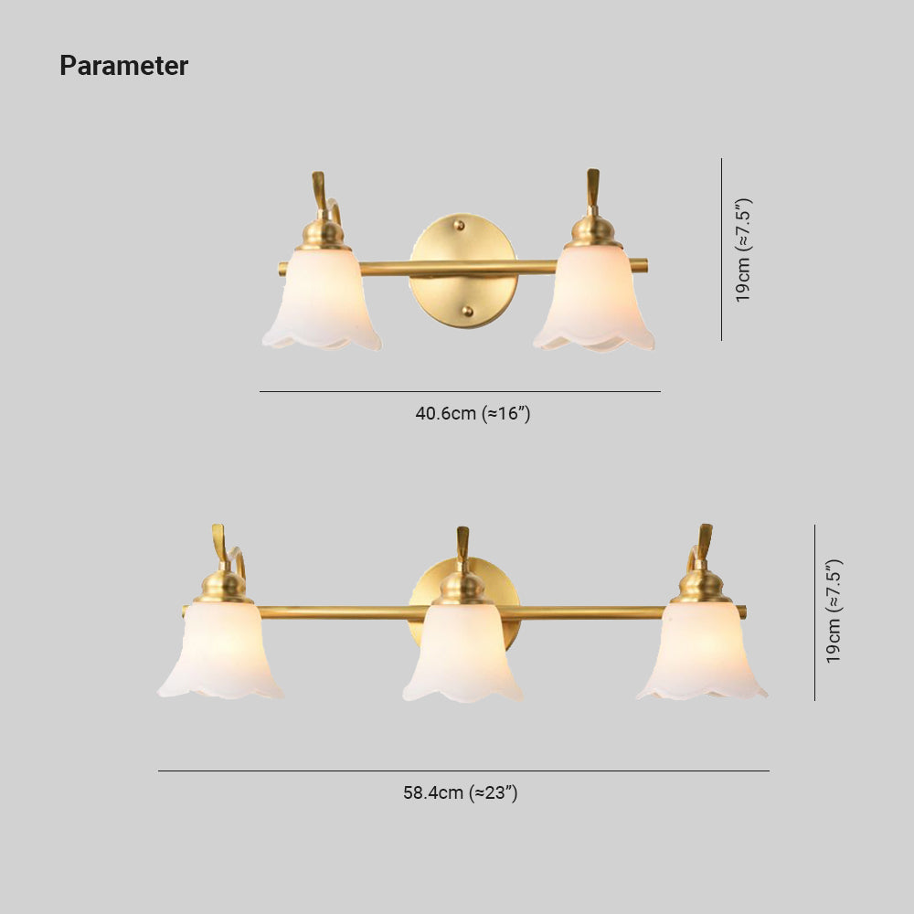 Félicie Weißes Glas Spiegel Front Vanity Wandleuchte, 2/3-flammig, 41CM Lang - Cueteks