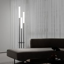 Eryn Schwarze Stehlampe, Metall & Arcyl, 3-flammig, 150CM Lang - Cueteks