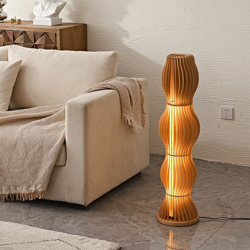 Ozawa Stehleuchte, Textil & Holz, 95CM Lang - Cueteks