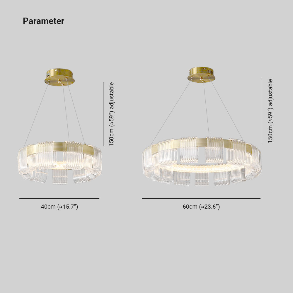 Evette Kronleuchter, Aluminium & Acryl, 1/2 Ringe, ∅40/60/80/100CM - Cueteks