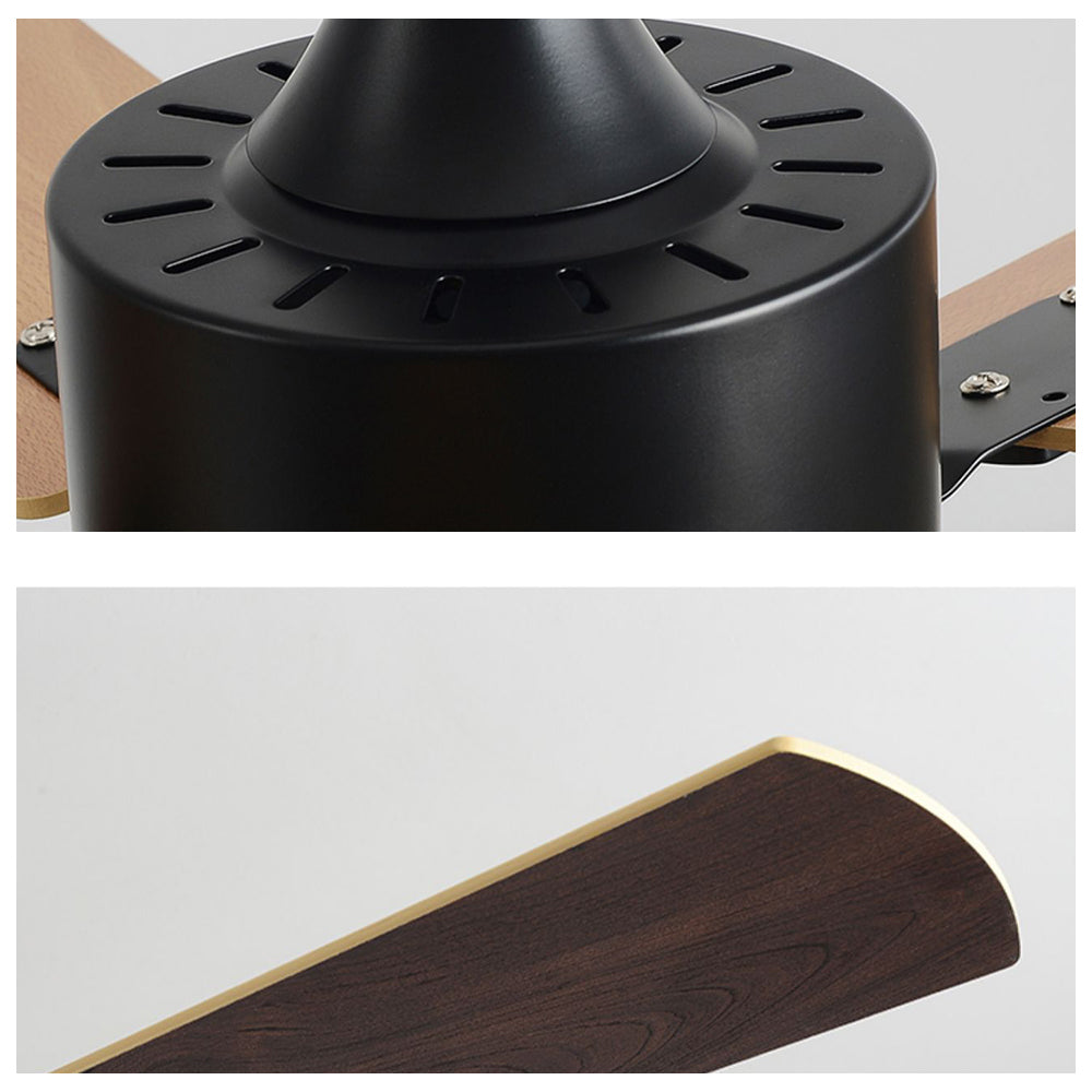 Haydn 5-Blatt Schwarzer Deckenventilator, Metall & Holz, ∅130CM - Cueteks