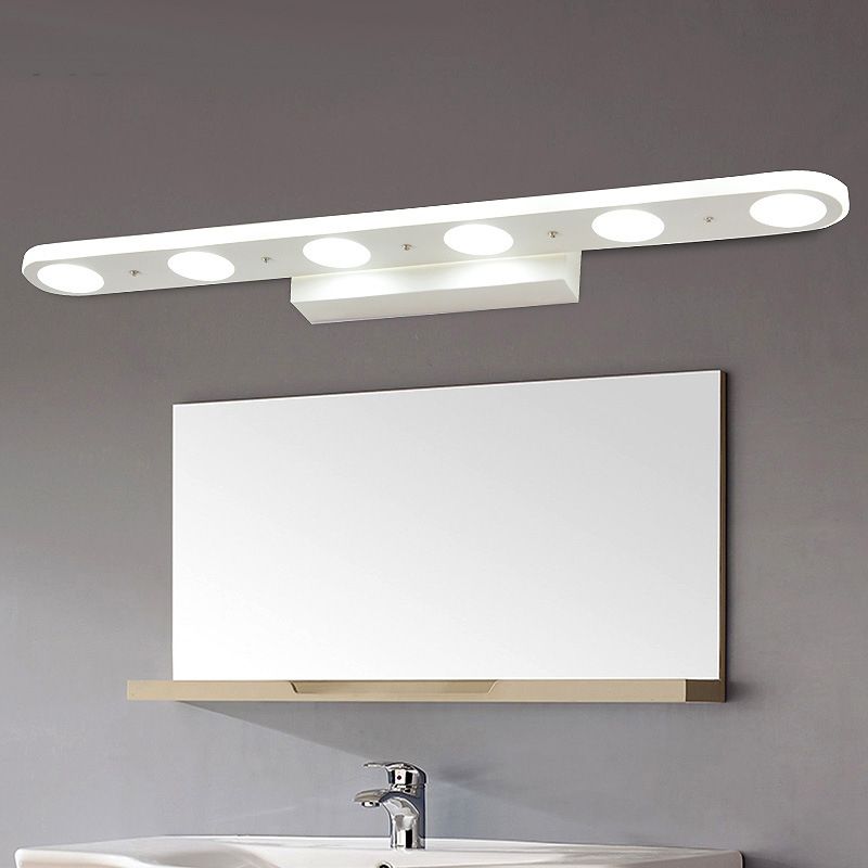 Leigh Ovale Weiße Spiegelfront Eitelkeit Wandleuchte, 41/58CM Lang - Cueteks