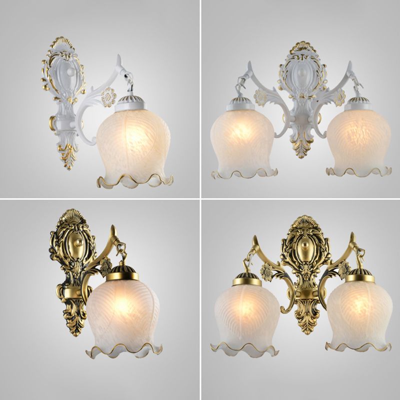 Félicie Waschtisch-Wandleuchte, Metall & Glas, 1/2-flammig, 2 Farben, 14/41CM Lang - Cueteks