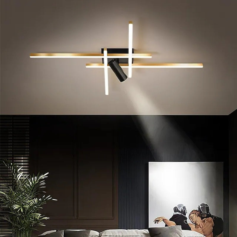 Edge Kunst Dimmbar Deckenleuchte Geometrisch Metall LED für Wohnzimmer,70CM/95CM Lang - Cueteks
