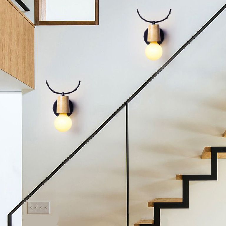 Ozawa Hirsche Spiegelfront Waschtisch-Wandleuchte, Metall & Holz, 2 Farben - Cueteks