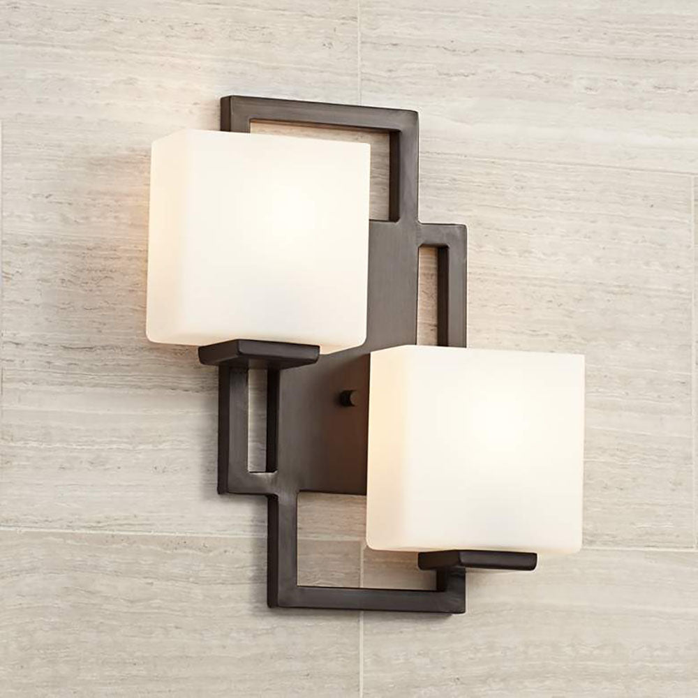 Eyrn Bronze Ankleider Wandlampe, 2-flammig, 35CM Lang - Cueteks