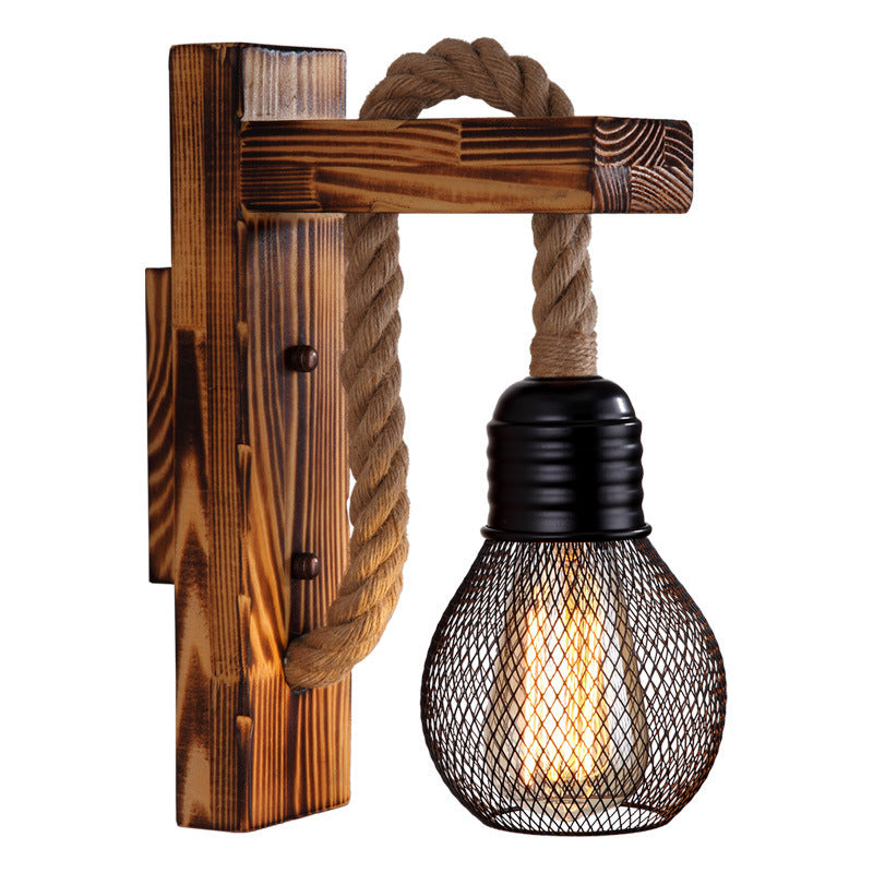 Wandleuchte Persönlichkeit Massivholz Retro alte Lampe Wohnzimmer Gang Balkon Korridor dekorative Wandleuchte - Cueteks