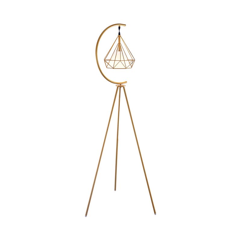 Eryn Diamantförmiger Lampenschirm Stativ Stehlampe, Metall, 2 Farben, 160CM Lang - Cueteks