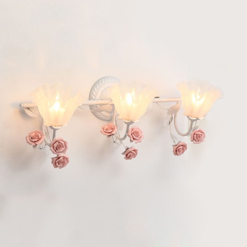 Félicie Blume Rosa & Blau Spiegelfront Waschtisch-Wandleuchte, 2/3-flammig - Cueteks