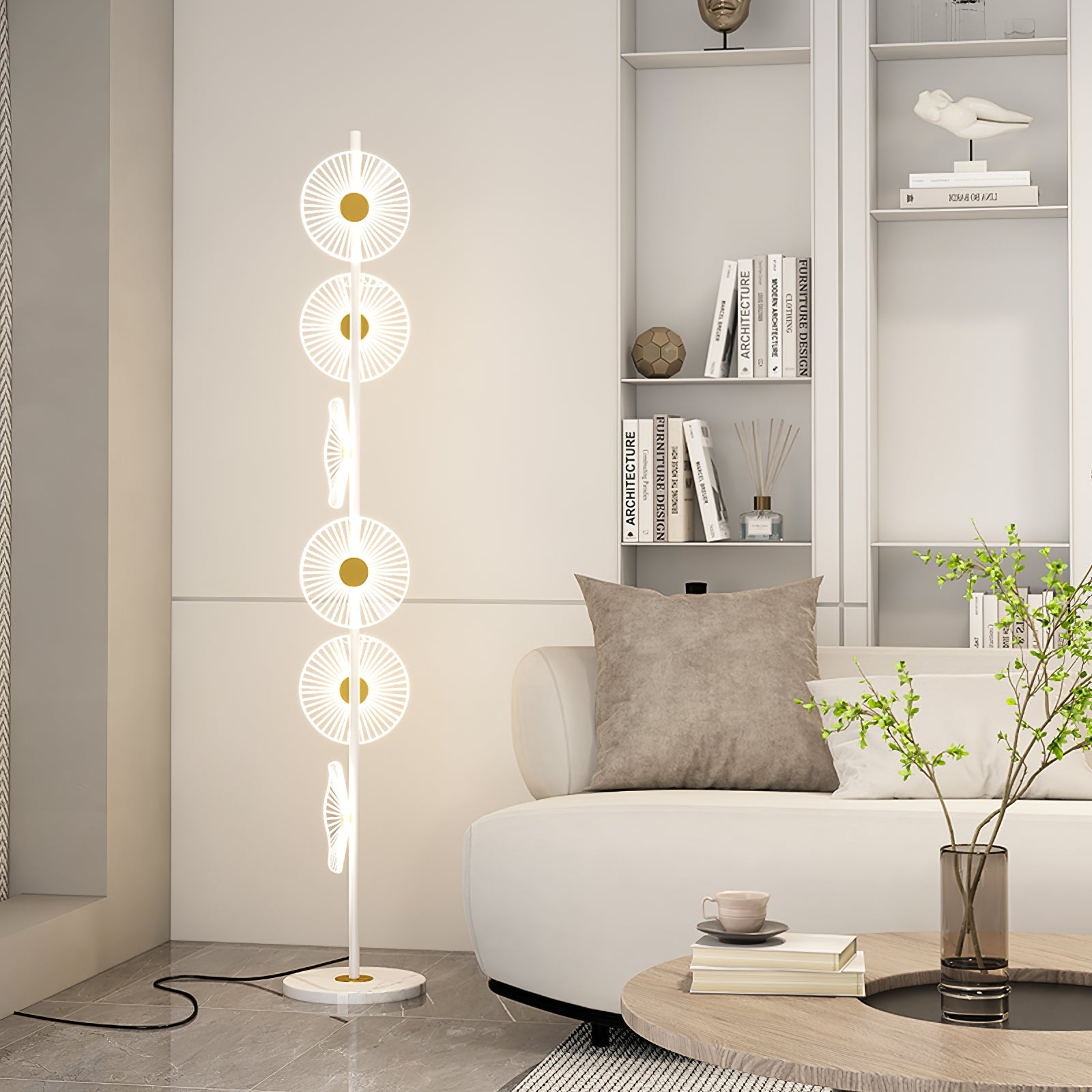 Carins Stehlampe, 6-flammig, Marmor & Acryl, 150CM Lang - Cueteks