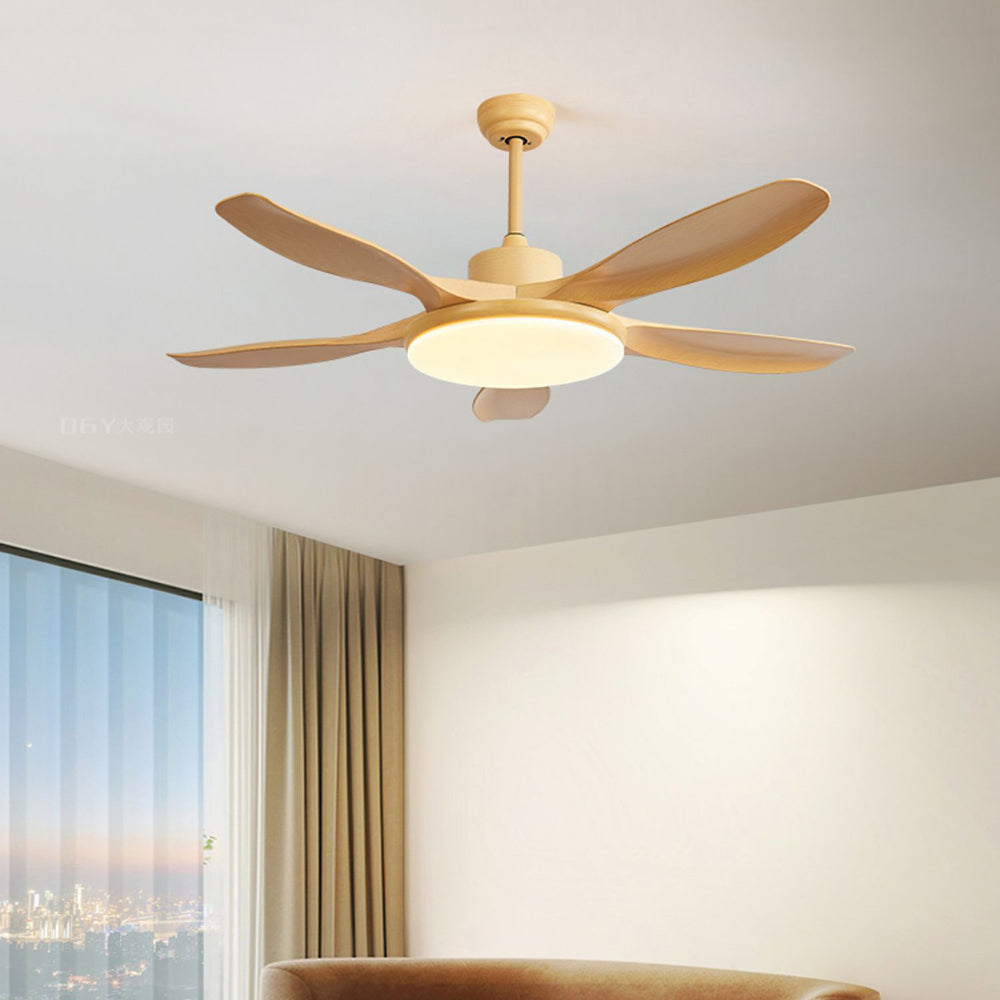 Ozawa 5 Blätter Holz Deckenventilator mit Beleuchtung, 4 Farben, ∅120/130/150CM - Cueteks