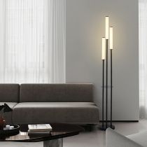 Eryn Schwarze Stehlampe, Metall & Arcyl, 3-flammig, 150CM Lang - Cueteks