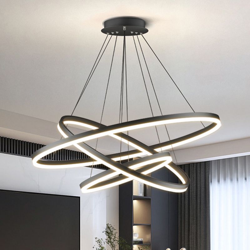 Arisha Pendelleuchte Schwarz, 3-Ringe, 3 Stile - Cueteks