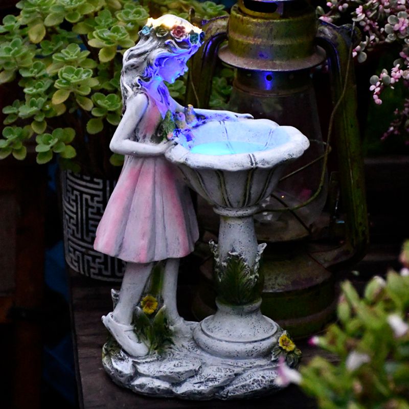 Minori Außenstehleuchte Feenmädchen Rosa Solarenergie, 28CM lang - Cueteks