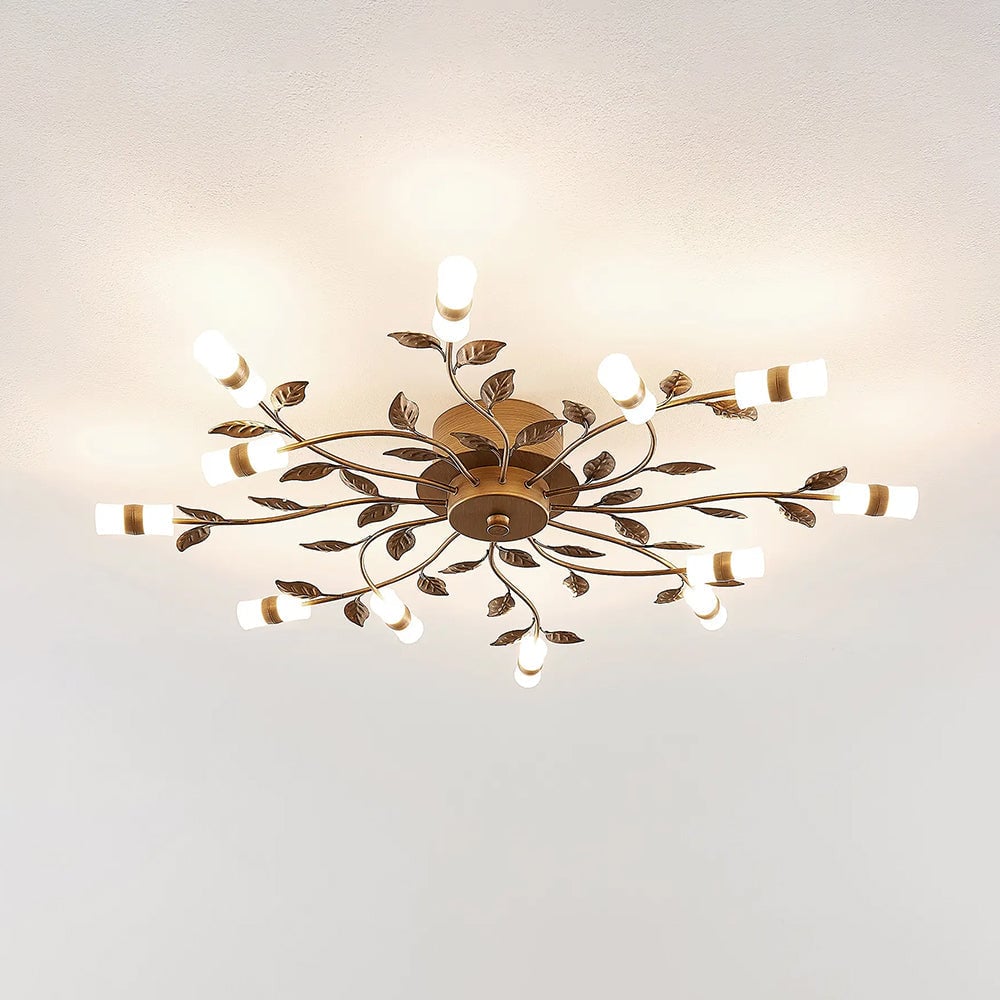 Olivia Bronze Blatt Deckenleuchte, ∅80CM - Cueteks