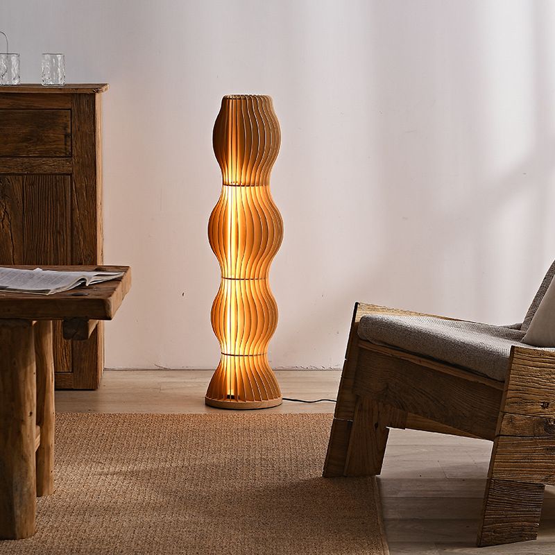 Ozawa Stehleuchte, Textil & Holz, 95CM Lang - Cueteks