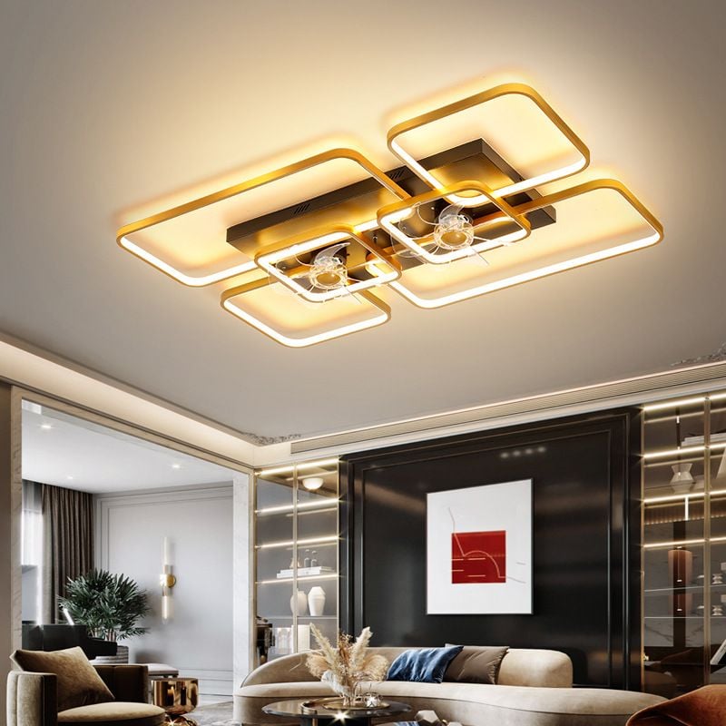 Lacey 2-Deckenventilator mit Beleuchtung, 2 Farben, ∅46/55/90/107CM - Cueteks