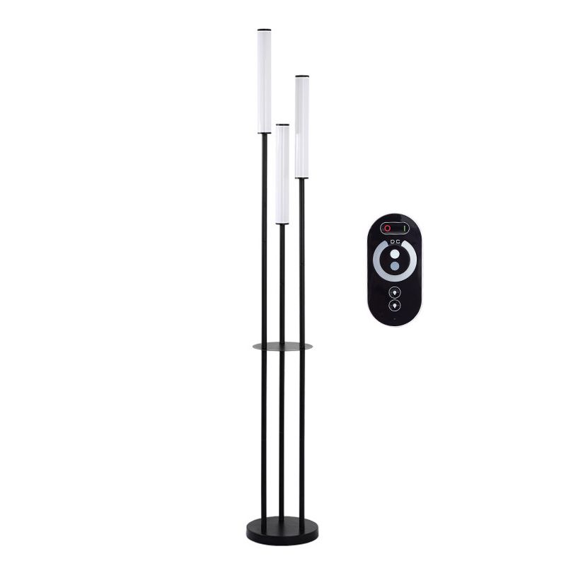 Eryn Schwarze Stehlampe, Metall & Arcyl, 3-flammig, 150CM Lang - Cueteks
