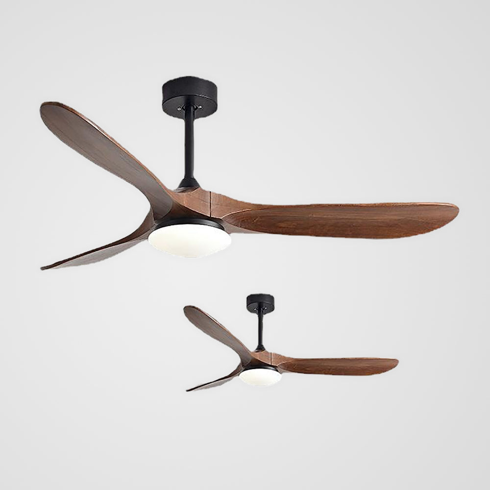 Haydn Schwarz 3 Blätter Deckenventilator mit Beleuchtung, Metall & Holz, ∅132CM - Cueteks