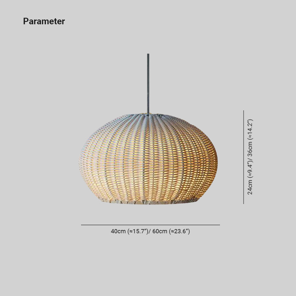 Ritta Außenpendelleuchte, Metall & Rattan, 2 Farben, ∅40/60CM - Cueteks