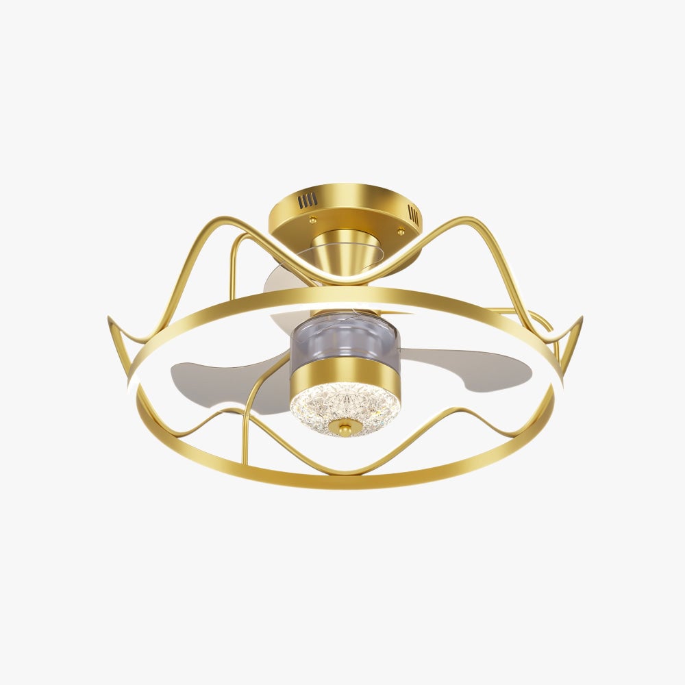 Kelley Deckenventilator mit Beleuchtung Gold & Schwarz, ∅65CM - Cueteks