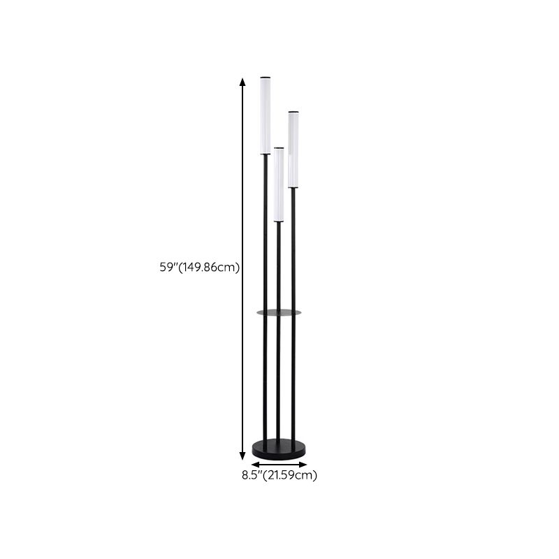 Eryn Schwarze Stehlampe, Metall & Arcyl, 3-flammig, 150CM Lang - Cueteks