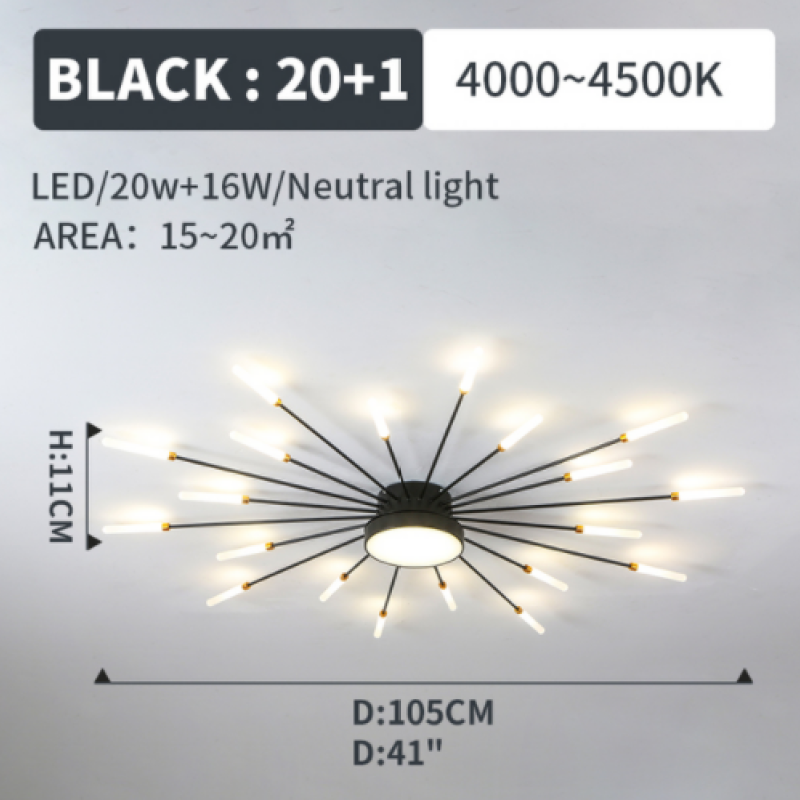 Moderne LED Deckenleuchte aus Metall Dauerhaft für Wohnzimmer - Cueteks