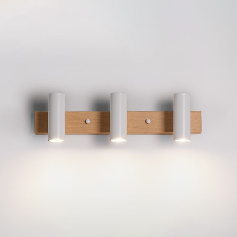 Freja Zylinder Schwarz-Weiß Spiegelfront Eitelkeit Wandleuchte, 3/4-flammig, 56/75CM Lang - Cueteks