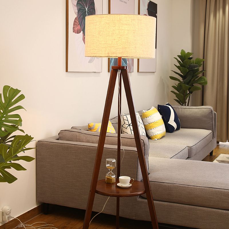 Ozawa Stehleuchte, Holz & Textil, 152CM Lang - Cueteks