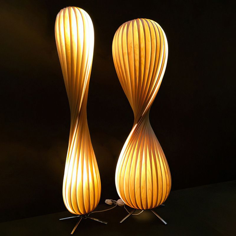Ozawa Verdrehte Stehleuchte, Holz, 112/144CM Lang - Cueteks