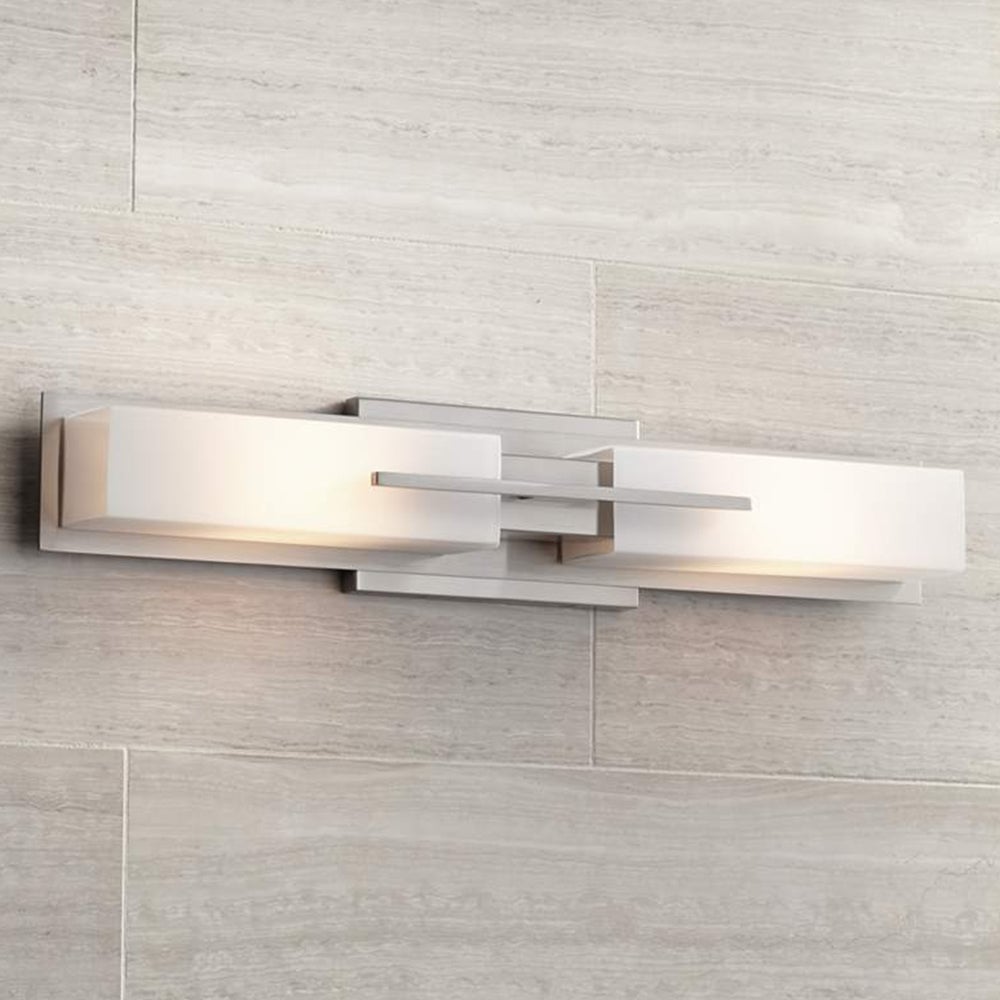 Leigh Spiegelfront Waschtisch-Wandleuchte, Nickel/Messing, 60CM Lang - Cueteks