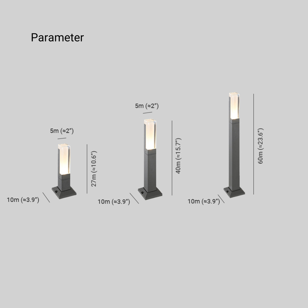 Pena Minimalistisch Außen-Pollerleuchte, 27/40/60CM Lang - Cueteks