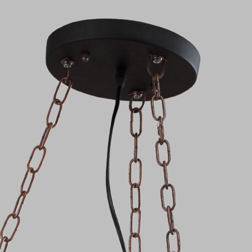 Austin Ruder Pendelleuchte, Metall & Holz, 6-flammig - Cueteks