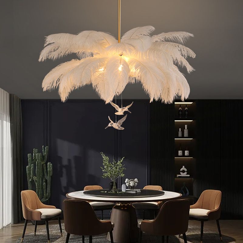 O'Moore  Kronleuchter Straußenfeder Vögel, 2 Stile, ∅56CM/60CM/65CM - Cueteks