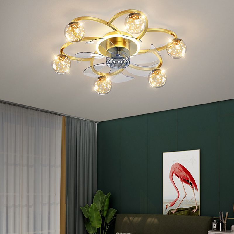 Madina Deckenventilator mit Beleuchtung Sternklar Gold, 7-Blatt, ∅58CM - Cueteks