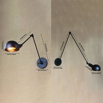 Brady Schwarze verstellbare Wandleuchte, 25/30/36/41/50CM Lang - Cueteks
