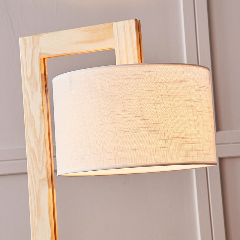 Ozawa Rechtwinkliger Arm Stehlampe, Holz & Textil, 155CM Lang - Cueteks