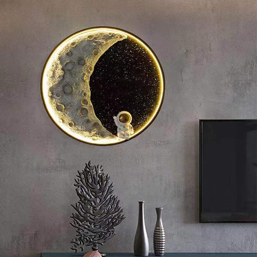 Elif Wandleuchte Astronaut Mond Schwarz, ∅50CM - Cueteks