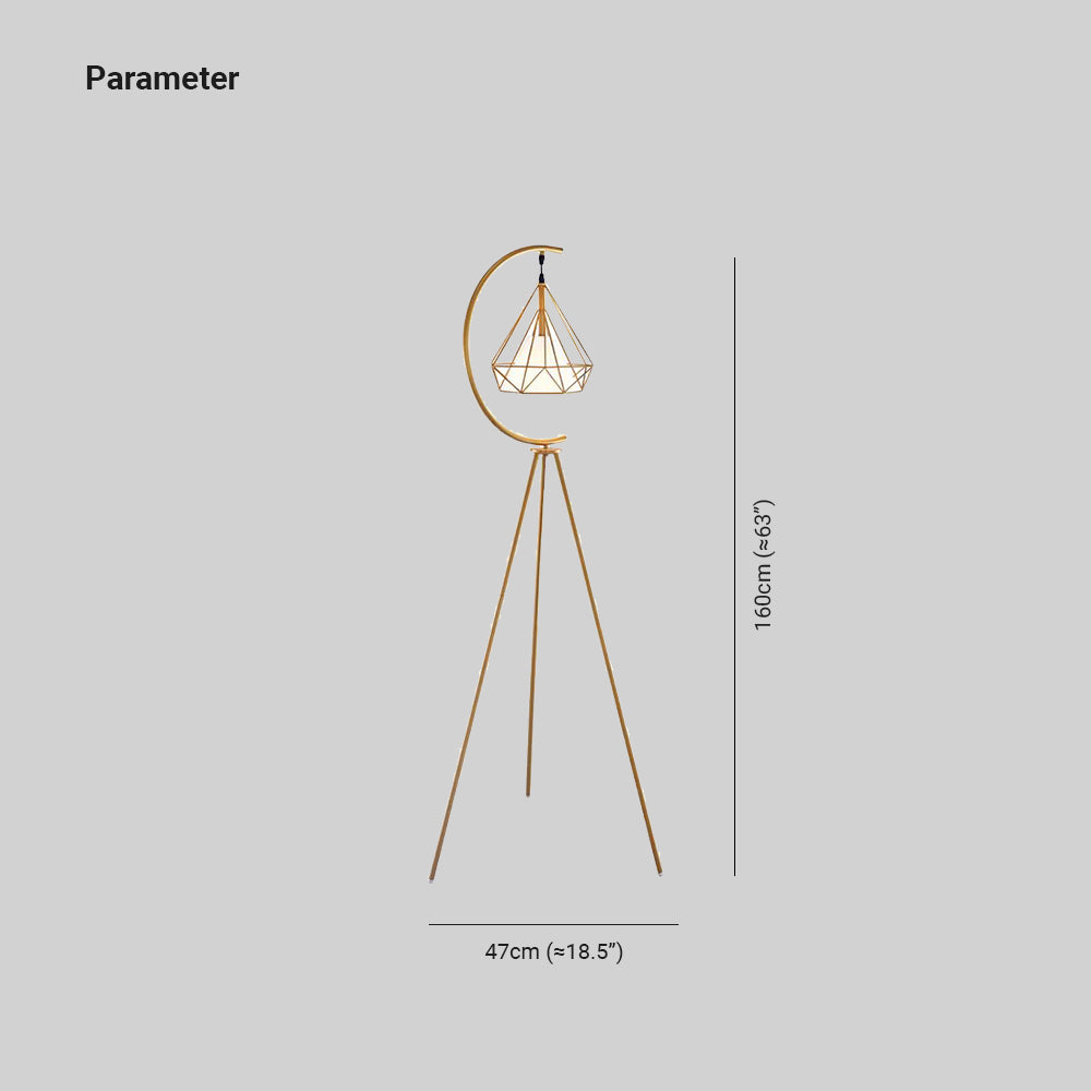 Eryn Diamantförmiger Lampenschirm Stativ Stehlampe, Metall, 2 Farben, 160CM Lang - Cueteks
