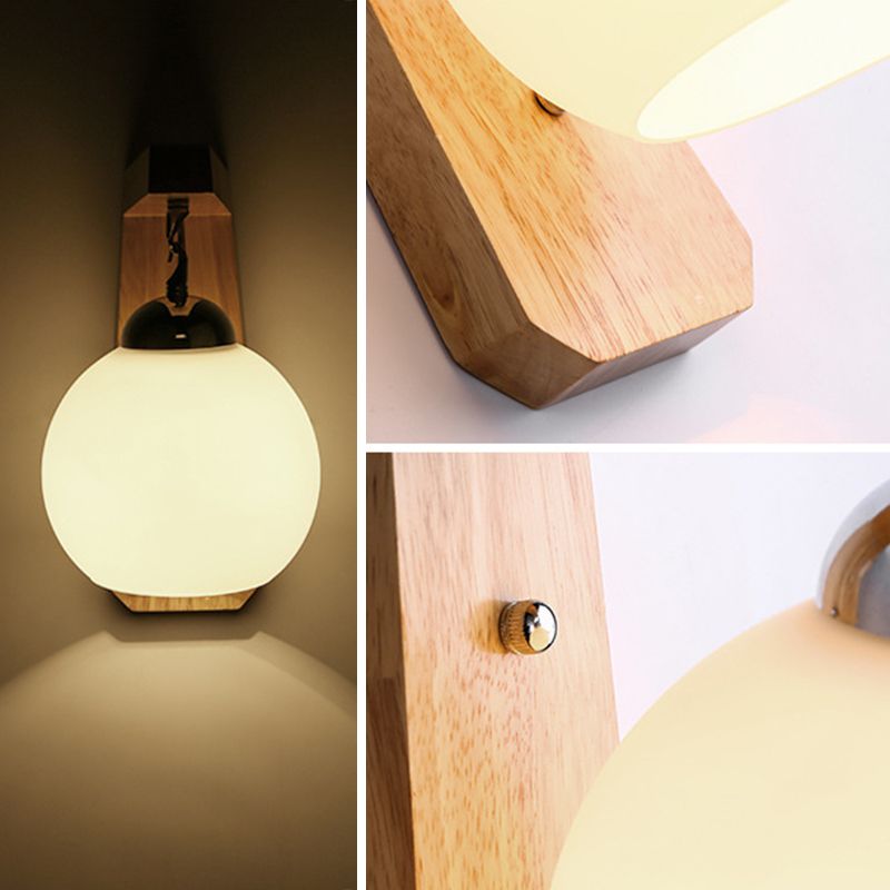 Ozawa Waschtisch-Wandleuchte, Holz & Glas - Cueteks