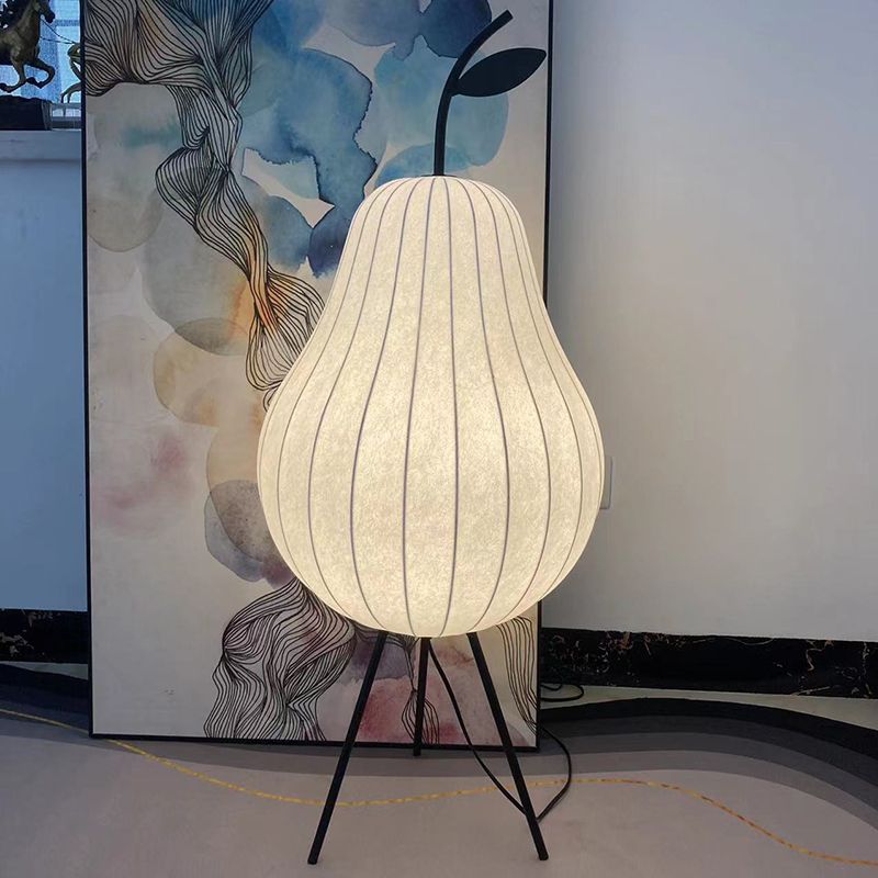 Renée Birnenförmige Stehleuchte, Kunstseide & Metall, 74/86CM Lang - Cueteks