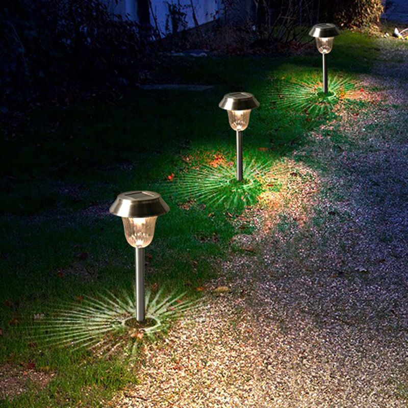 Pena Außen-Wegeleuchte Schüssel Solarenergie Silber, 40CM lang - Cueteks
