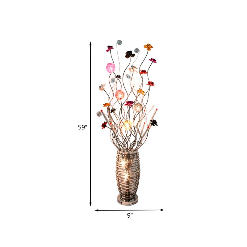 Bella Blumenvase Silberne Stehlampe, 150CM Lang - Cueteks
