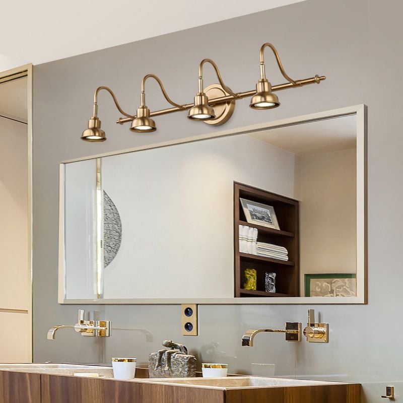 Eryn Postmoderne Goldene Spiegelfront Waschtisch-Wandleuchte, 2/3/4-flammig - Cueteks