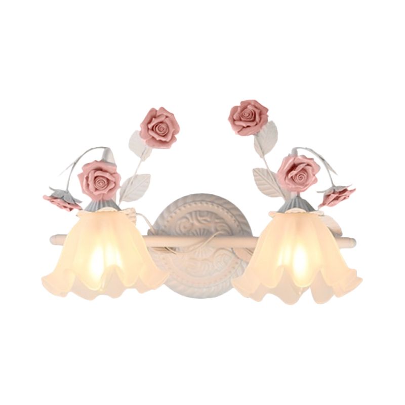 Félicie Blume Rosa & Blau Spiegelfront Waschtisch-Wandleuchte, 2/3-flammig - Cueteks