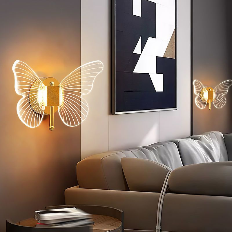 Kady Schmetterling Goldene Vanity Wandleuchte, 25CM Lang - Cueteks