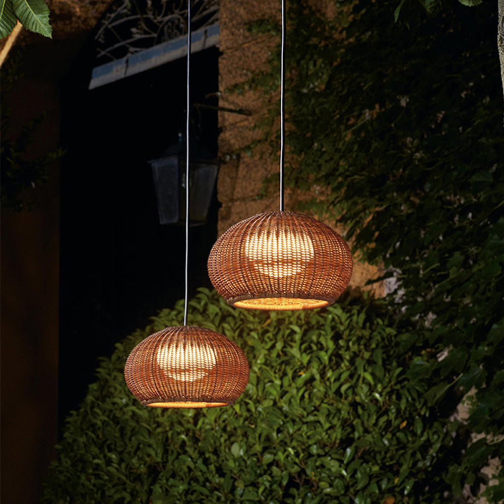 Ritta Außenpendelleuchte, Metall & Rattan, 2 Farben, ∅40/60CM - Cueteks